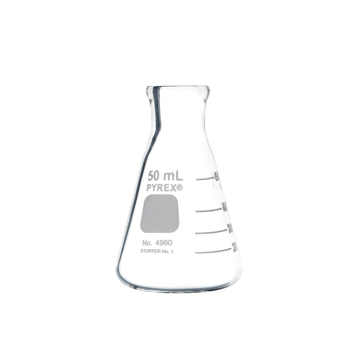 Pyrex 50 ml de boca estrecha matraces Erlenmeyer con Heavy Duty borde, 3/PK