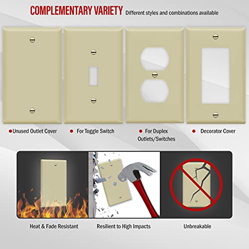 Image of ENERLITES Blank Device Wall Plate, Gloss Finish, Standard Size 1-Gang 4.50 inch x 2.76 inch, Polycarbonate Thermoplastic, 8801-I, Ivory (Pack of 2)