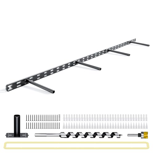 1pc Floating Shelf Bracket Heavy Duty,Decorative Floating Shelf Hardware Hidden Black Metal Fireplace Mantel Brackets (43"X6"X1.0" with Tool)