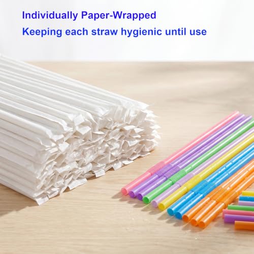 100 pitillos flexibles plásticos coloridos, 12.8 in miniatura 3