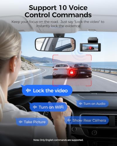 Image of AZDOME 4k Dual Channel Dash Camera for Car Front and Rear, ADAS