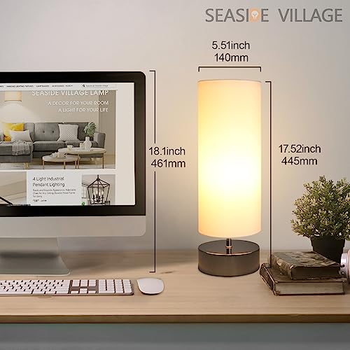 Touch Control Table Lamp Bedside Minimalist Desk Lamp Modern Accent Lamp Dimmable Touch Light With Cylinder Lamp Shade Night Light Nightstand Lamp For Bedroom Living Room Kitchen, E26 Bulb Included #TOP4