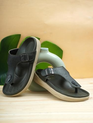 Image of HEALTH FIT Extra Soft Premium Classic Cushion Sliders /with Adjustable Buckle Strap & Light Weight Anti-SkidWaterproof Luxurious Slippers for Men's HF121