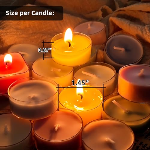 12 Pack Scented Tealight Candles, Bee Wax & Soy Wax Blended Tea Light Candle, Cream White & Light Brown, White Tea Scented, Mini Candles in Clear Acrylic Cups for Home & Candle Party - Image 4