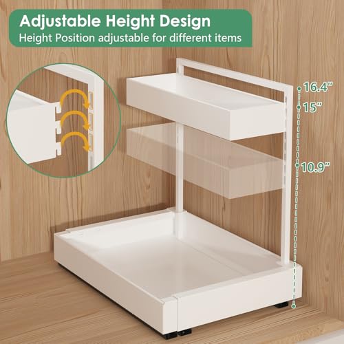 Image of REALINN L-Shaped Under Sink Organizer with 6-Level Height Adjustment