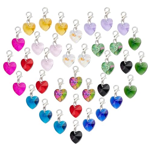 Pendentifs colorés en forme de cœur en verre avec fermoir pour réparer et créer