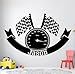 Nom personnalisé compteur de vitesse autocollant course compteur de vitesse Stickers muraux personnalisé course garçon nom vinyle maison enfants chambre décoration cadeau42x67cm