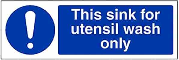 Schild „This Sink For Food Wash Only“ – 300x100 Mm, Blau-weiß, Aus Hartkunststoff Für Küchenhygiene