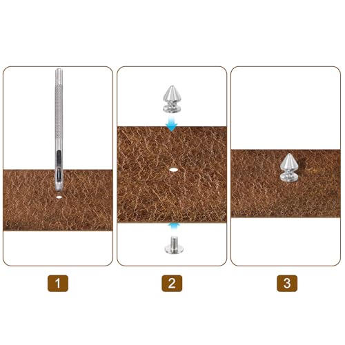 Rivets coniques rouges 8x12mm pour customisation de vêtements en cuir