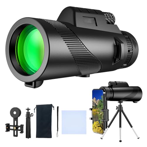 HYTAMY Monocular-Telescope 80x100 High Powered Monoculars High Definition for Adults with Smartphone Adapter for Bird Watching, Hunting Wildlife Bird Watching Travel Camping Hiking (Black)