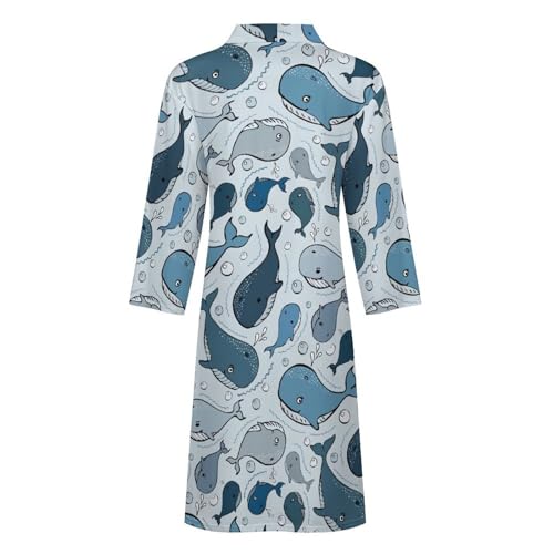 Men's White Bear Flowers Bath Robes Comfy Knit Bathrobes For Women Belted Spa Robe Self Tie Waist Mid-Length Pajamas3