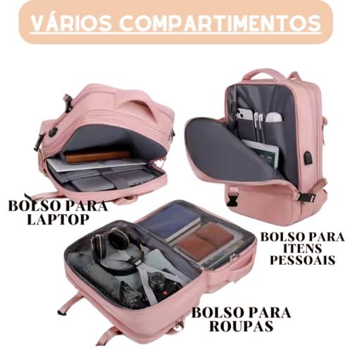 Mochila Masculina Feminina Grande para Notebook Viagem Faculdade Impermeavel Expansível que vira Mal