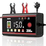 EAFC 15Amp Car Battery Charger 200W, 12V Smart Battery Fast Charger For Car/Truck/Motorcycle GEL, AGM, Wet, SLA, EFB, LiFePO4, etc. with Pulse Repair Mode,Short-Circuit Protection, LCD color display