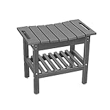 Shower Bench with Storage Shelf, HDPE Material Waterproof, Bathtub Side Table, Suitable for Bathroom Shower Stool, Suitable for All Ages, 19.3x11.8x17.3 Inches (Grey)