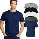 Iron Mountain Camisetas de Trabajo para Hombre con Cuello Redondo de algodón orgánico Reciclado y poliéster ecológico (5 Unidades), Talla M, Surtido, M