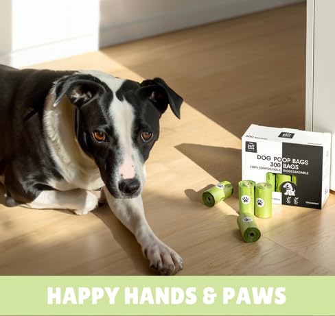 Image of 100% Certified Compostable Dog Waste Bags, 120 Count, ASTM D6400 Standard, OK Compost, 9 IN x 13 IN, Unscented (8 Rolls, 15 Bags)