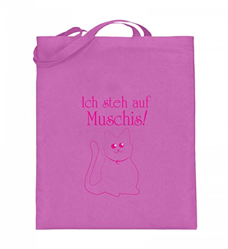Sac en toile de jute Ich steh auf Muschis rose bonbon avec longues anses pour chat