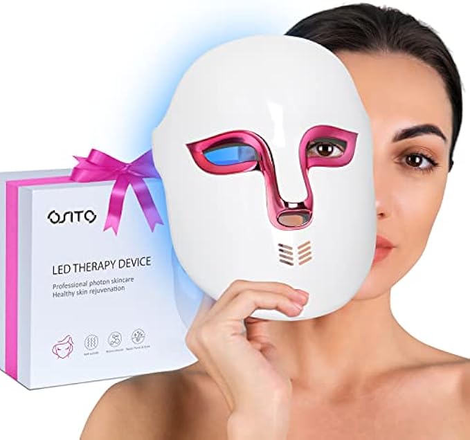 OSITO LED Light Therapy Facial Mask (FSA/HSA Eligible) Acne Treatment LED Mask Facial Therapy Red Light Reduces Wrinkles Unlimited Sessions for Acne Face Skin Treatment