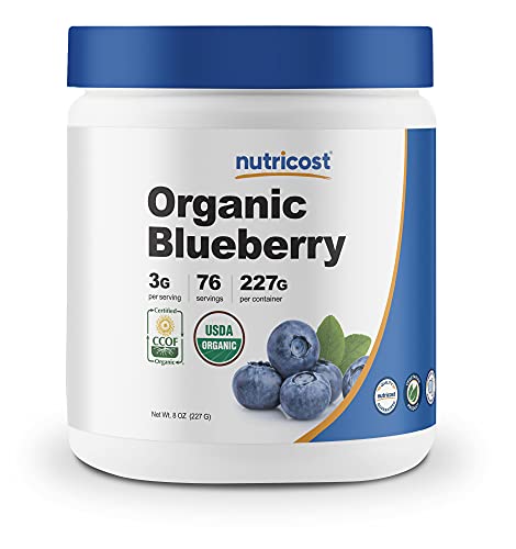 Nutricost Organic Blueberry Powder 8oz (227 Grams) - Pure, Gluten Free, Non-GMO, from Whole Freeze-Dried Organic Blueberries