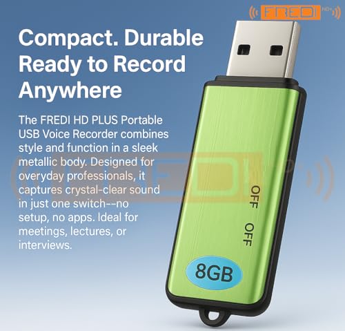Image of FREDI HD PLUS USB Voice Recorder with 8GB Internal Memory | Clear Audio Recording Pen Drive | One-Switch Use | OTG Mobile File Playback Support | Portable Recorder for Classes, Office & Daily Notes