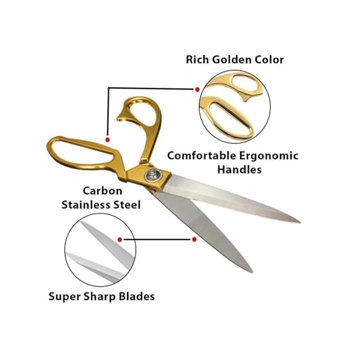 Image of Utility 8.5 Inch all Purpose Golden Scissors, Gold Kitchen Shears or Ribbon Cutting - Household Stainless Steel Golden Scissors - Multi-Purpose Stainless Steel Sharp Blades