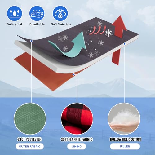 0 Degree Sleeping Bag Cotton Flannel Winter Cold Weather for Adults XXL Sleeping Bag 4 Season Big and Tall with Pillow Compression Sack - Image 4