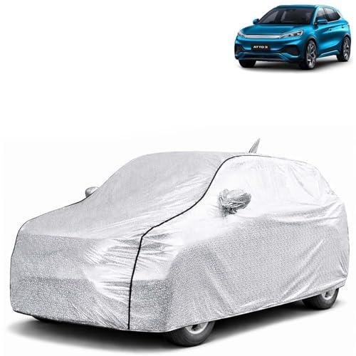 Image of KINGSWAY SilverTech 100% Waterproof Car Cover Only with BYD ATTO 3 (Year 2022 Onwards - All Model) | Mirror and Antenna Pockets | Scratchproof | All Weather Car Body Cover