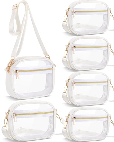 Amylove 6 Pcs Clear Crossbody Bag Stadium Approved TPU Bags with Adjustable Strap Transparent Purse for Concerts Sport Events