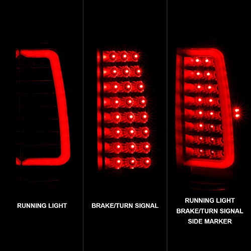 Amerilite For 2007-2014 Chevy Tahoe Suburban/Gmc Yukon Xl Denali Replacement Clear C-Type Halogen, Led, Tube Tail Lights Set, Car - Passenger And Driver Side, Vehicle Light Assembly, Black #TOP7