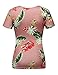 Beauhuty Womens T-Shirts Short Sleeve Floral Deep V Neck Slim Fitted Front Surplice Wrap Tees Ruched Top (XL, Short-Floral Brown 21)