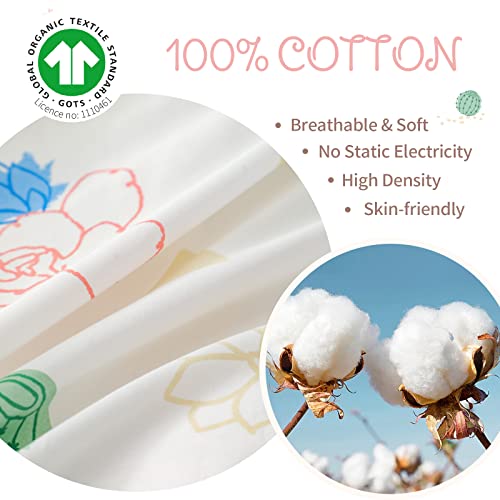 Simple&Opulence 100% Organic Cotton Duvet Cover For Kids Teens, 4 Pieces Soft Comforter Cover With Zipper Closure Warm Adorable Flamingo Bedding Set - Cactus, Full/Queen #TOP2