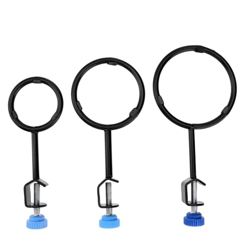 FUNOMOCYA 3pcs Iron Ring Laboratory Stand Laboratory Flasks Ring Tarnish Rings Black Peephole Laboratory Equipment Beaker Support Experiment Equipment Iron Support Rings Silver