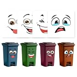 CavspkArt 12 Stück Lustige Mülltonnen Aufkleber, Wetterfeste Mülltonnenaufkleber aus PVC, Cartoon Gesichtsausdrücke Augen Mund DIY Deko für Mülleimer Kühlschrank Bad, 20x20 cm