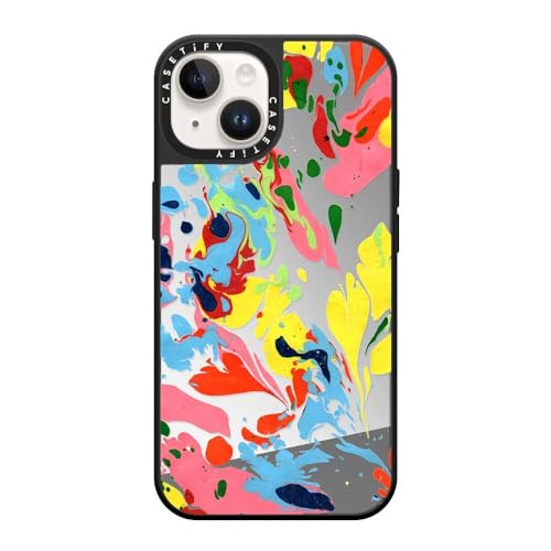 Coque miroir iPhone 14 premium design SHE'S A RAINBOW argent sur noir