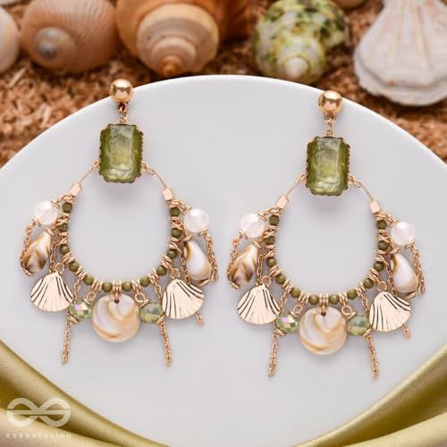 Image of SANJOYA by EVERSTYLISH Embroidered Earrings for Women | Hoop Earrings with Stones, Beads, Pearls & Glass Drops | Lightweight Ethnic & Festive Jewelry for Weddings & Parties