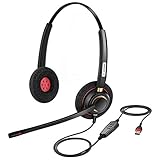USB Headset PC mit Mikrofon Noise Cancelling, PC Kopfhörer für Business Skype UC SoftPhone Call Center, Skype Headset mit Lautstärkeregler, Kristallklar Chat, Super Leicht, Ultra Komfort