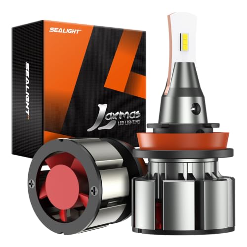 Image of SEALIGHT H11 LED Bulbs, L2 H8 H9 H16 24,000LM Super Brightness 6000K Cool White Fog Bulbs, IP68 Waterproof, Plug and Play, 15000RPM Turbo Fan, 60000Hrs Lifespan, 1:1 Size Driving Bulbs, Pack of 2