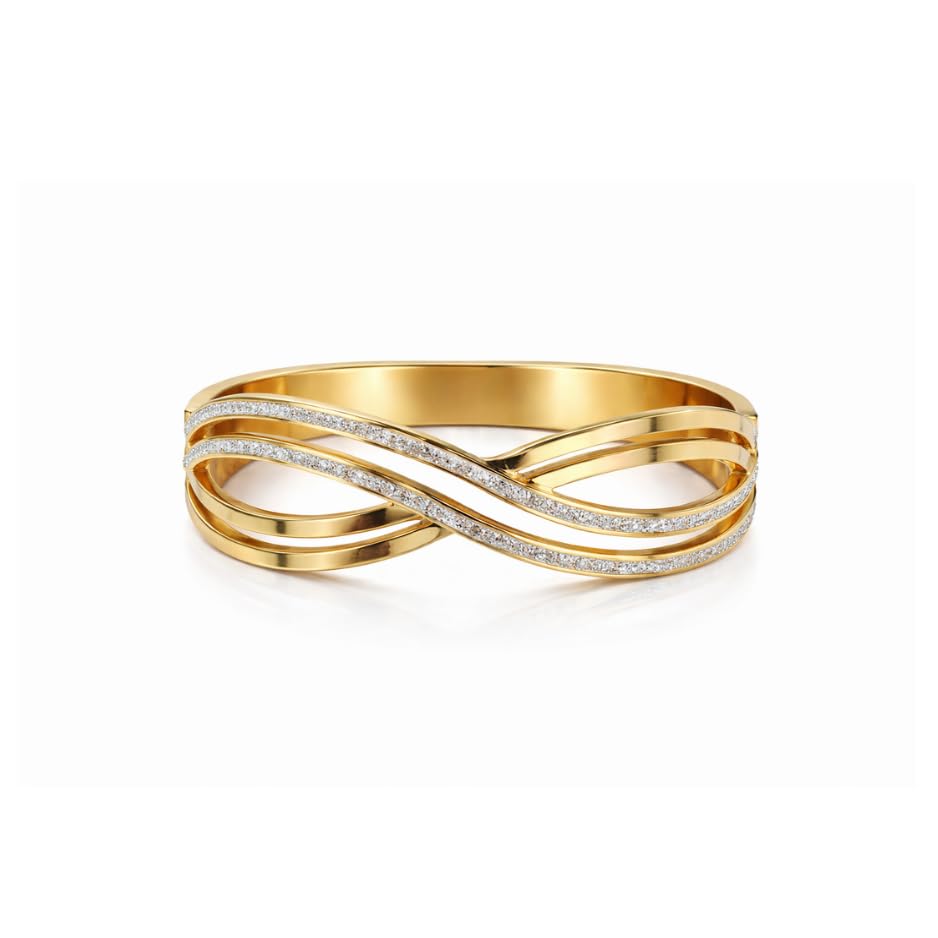 Women's Stainless Steel Gold Infinity Crystal Studded Bangle Bracelet | Elegant Clip Clasp Stylish Fashion Jewelry Gift fo... - Review, Price and Buying Guide