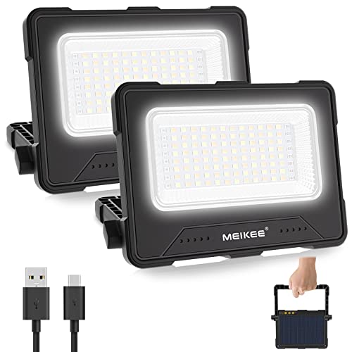MEIKEE Lámpara LED de trabajo con batería, 10000 mAh, foco LED, 4 modos de luz, faro portátil, 5 luminosidades, carga USB, lámpara para camping, garaje, construcción, reparación, 2 unidades