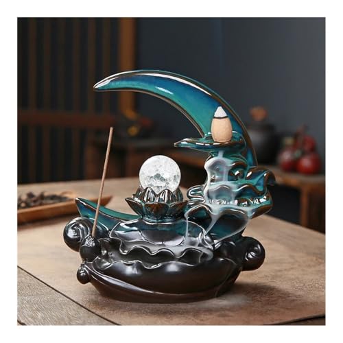Quemador de incienso Blue Lotus Flowback, con forma de cascada, para decoración del hogar, aromaterapia, con bola de cristal
