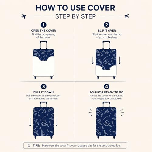 Image of Printed Luggage Cover for Traveling Bag & Suitcase - Stretchable & Scratchproof Trolley Protector with Velcro Lock & Lightweight Washable Material(Suitcase Not Included, Only Cover in Product)