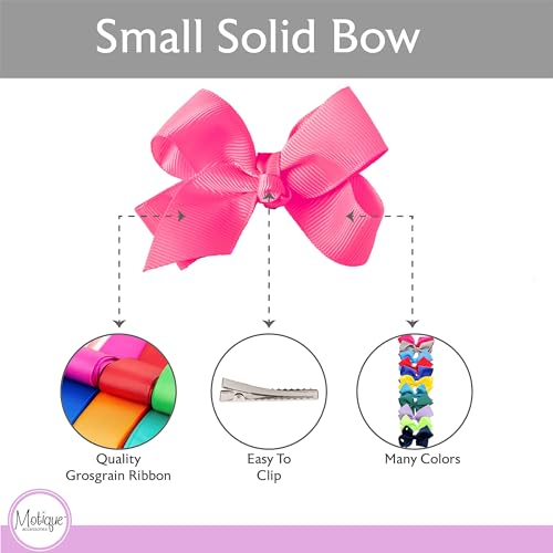 Image of Small Solid Bow for Girls - Set of 12 (Pink)