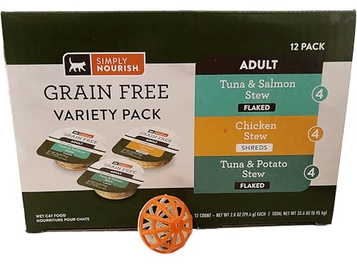 SIMPLY NOURISH Combo Pack Grain Free Wet Cat Food, Variety Pack, Plus Cat Toy…