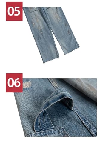 Men Women Washed Jeans Splashing Holes Oversized Jeans4