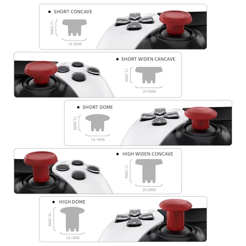 Image of eXtremeRate ThumbsGear Interchangeable Thumbsticks for PS5 Edge Controller, Replacement Carmine Red Analog Thumb Sticks Caps for PS5 Edge Controller - 4 Heights 3 Surfaces Grips - NO Thumbstick Base