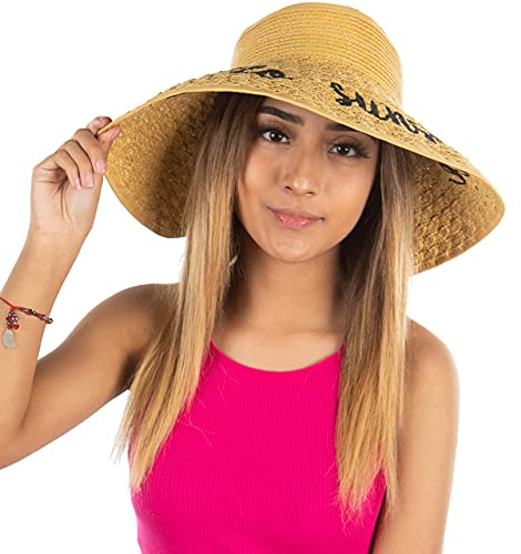 Embroidered Saying Rollup Visor Sun Hat: Natural Hello Sunshine #TOP3