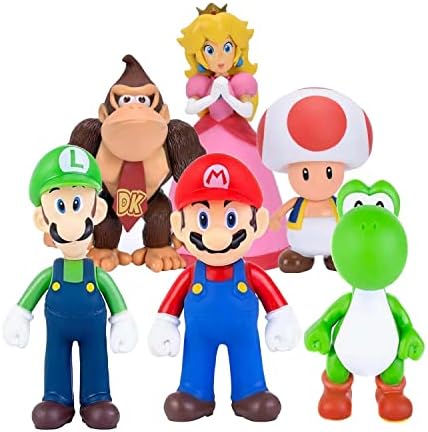 6pcs/Set Mario Figures Toy - Mario & Luigi Figurines – Yoshi & Mario Bros Action Figures Mario PVC Toy Figures （5 inch）
