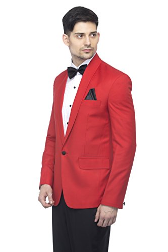 Image of FAVOROSKI Designer Men's Solid Poly Viscose Slim Fit Shawl Collar Tuxedo Suit Blazer