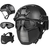 VPZenar Airsoft Helmet,Tactical Mesh Mask with Ear Protetion...