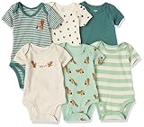 Amazon Essentials Baby Short-Sleeve Bodysuits Kleid, Elfenbein, Wald, 3 Monate, 6er-Pack
